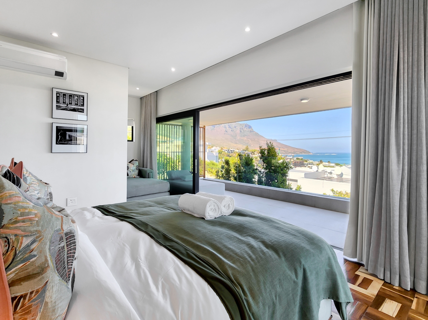 Sunlit workspace overlooking the Atlantic Ocean at Villa Rohalya